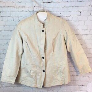 Coldwater Creek Womens Beige Linen-Cotton Blend Blazer Jacket Size 16